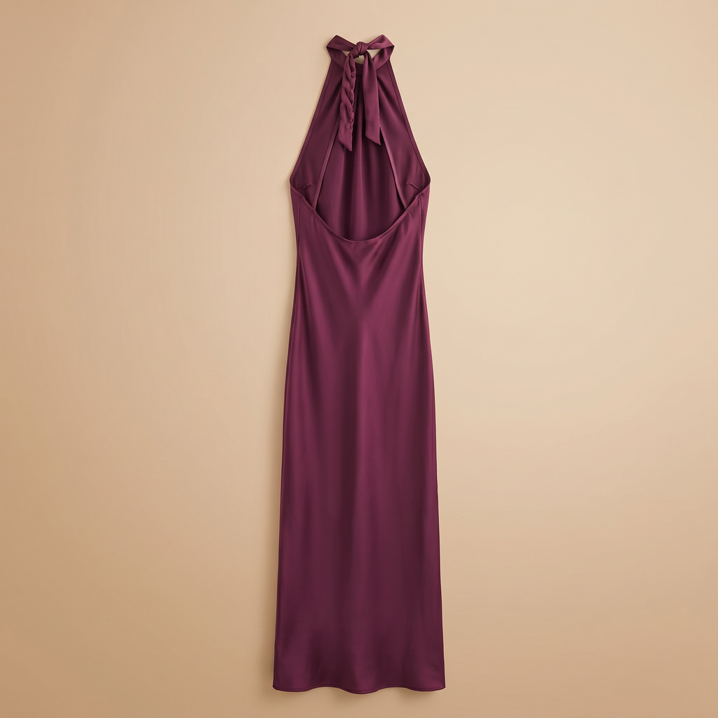 Burgundy halter flatlay back