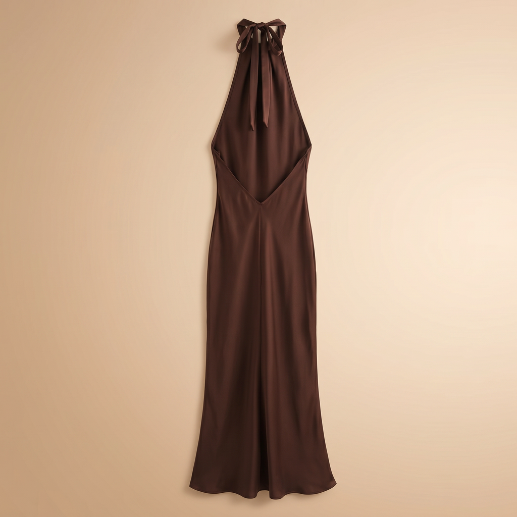 Dark brown halter flatlay back