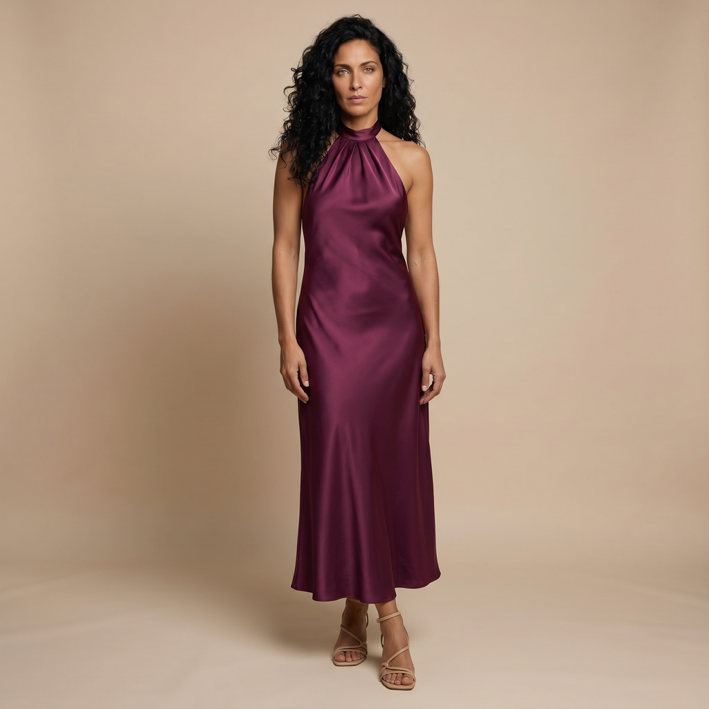 Burgundy halter front view