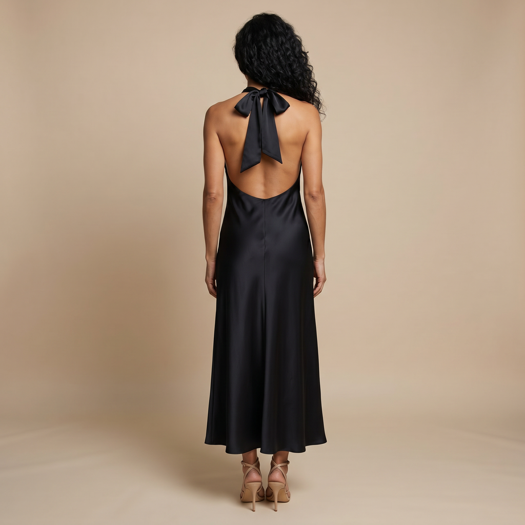 Black halter back view