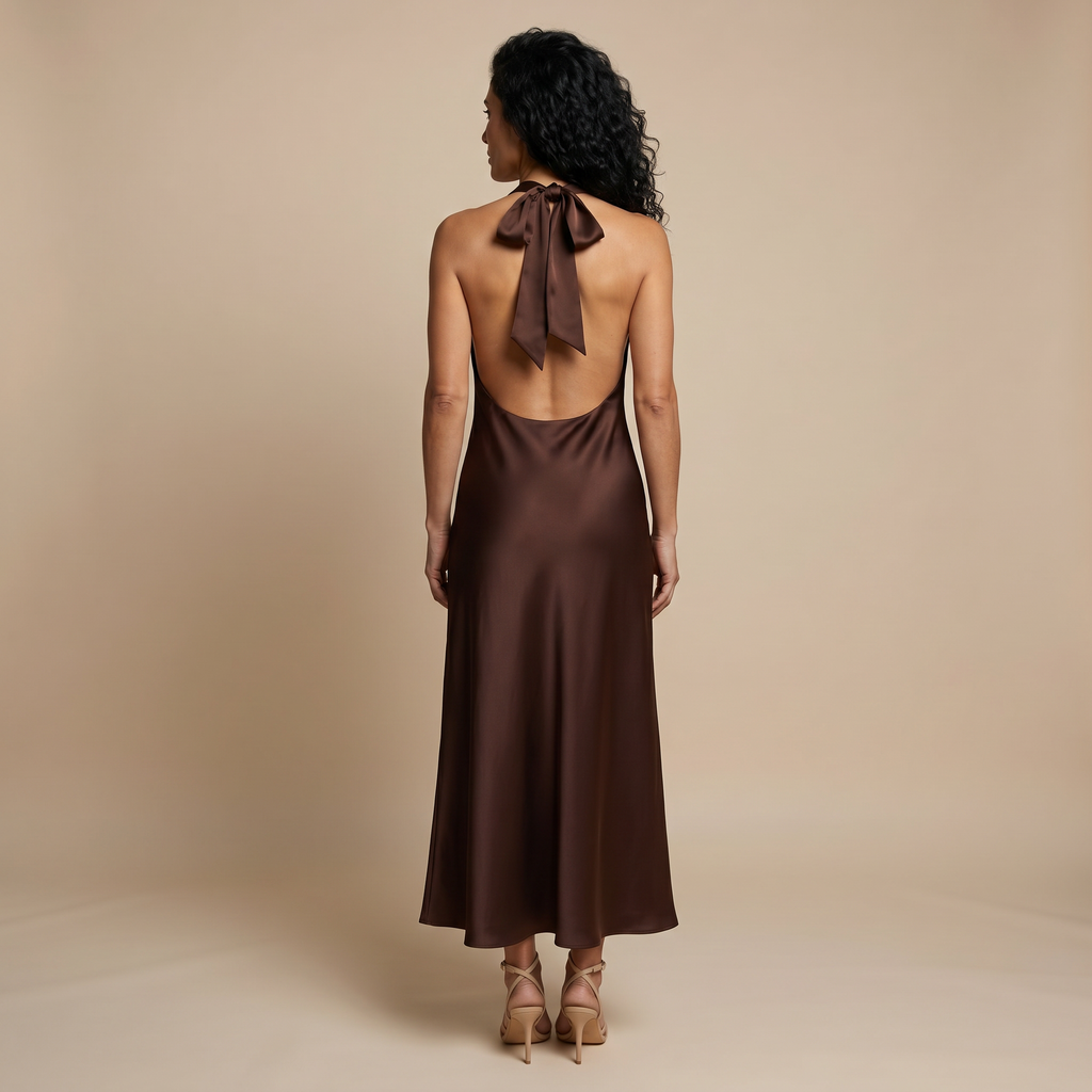 Dark brown halter back view