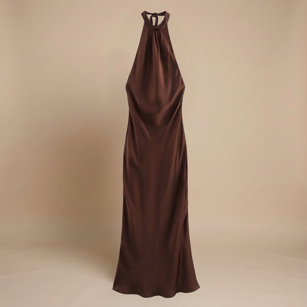 Dark brown halter flatlay front