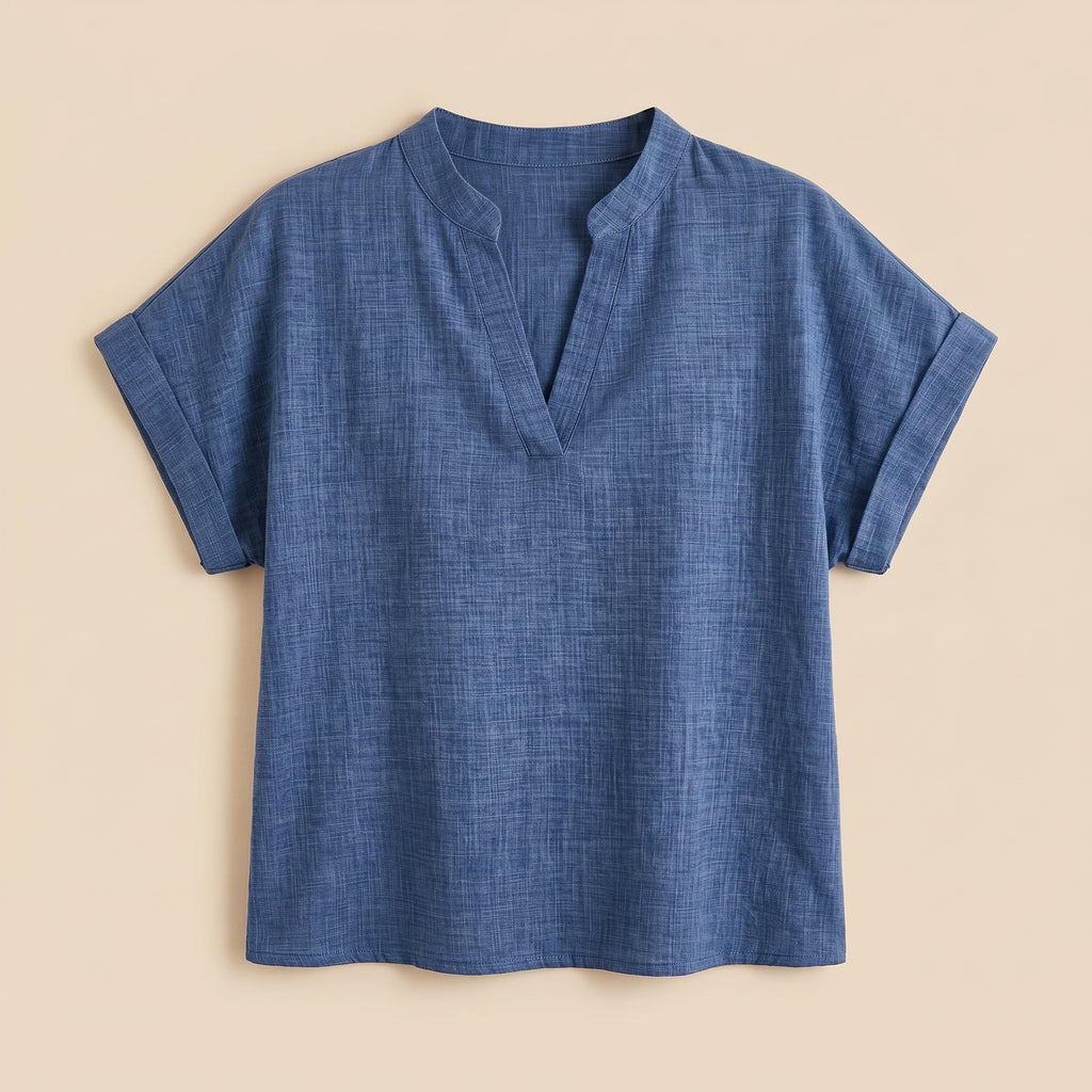 Blue blouse flatlay