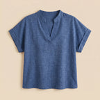 Blue blouse flatlay