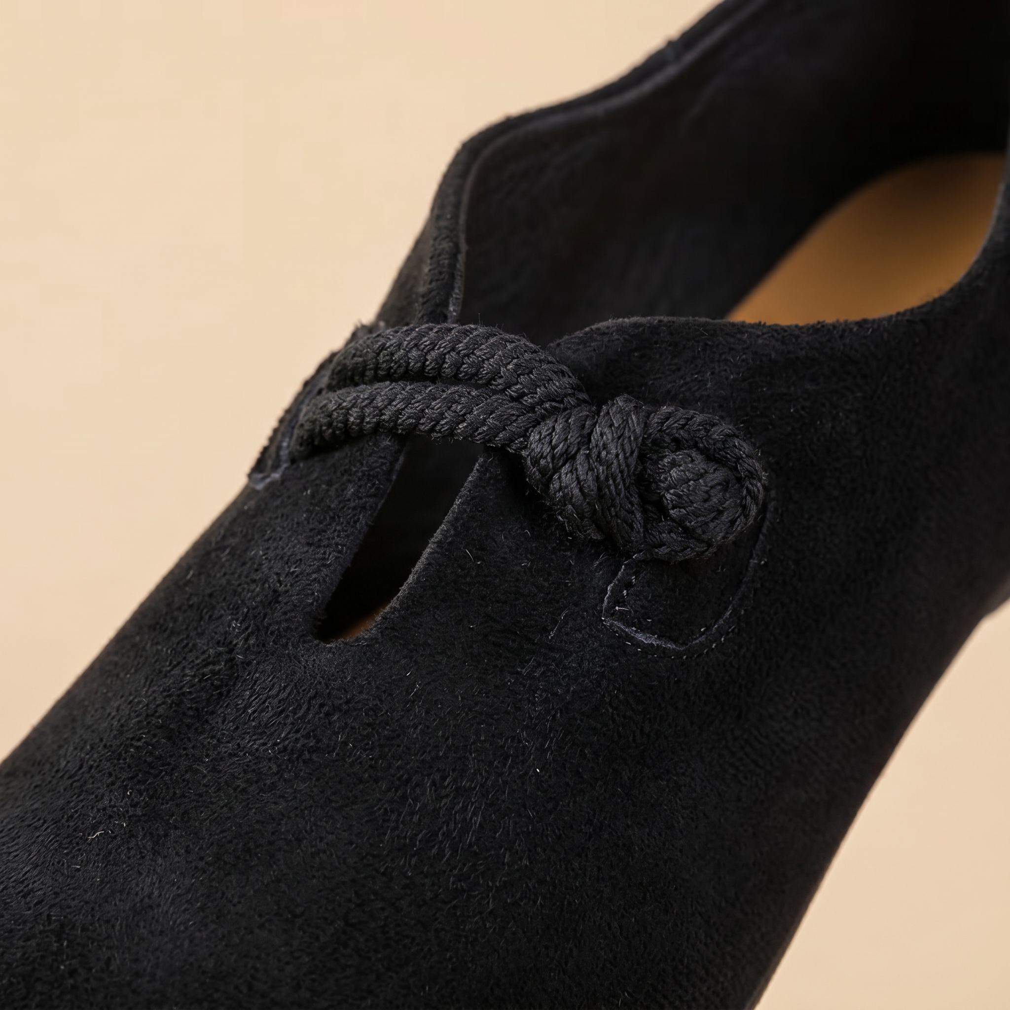 Black suede detail