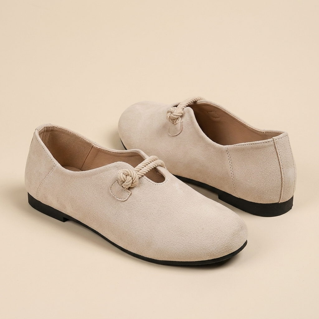 Beige loafers flatlay