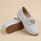 Mocassins en Maille Respirante avec Boucle Dorée pour Femme