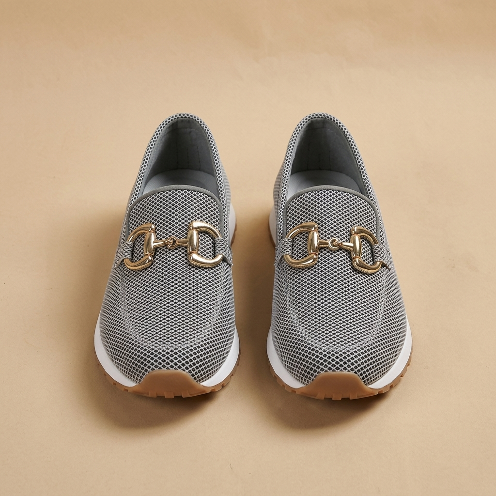 Mocassins en Maille Respirante avec Boucle Dorée pour Femme