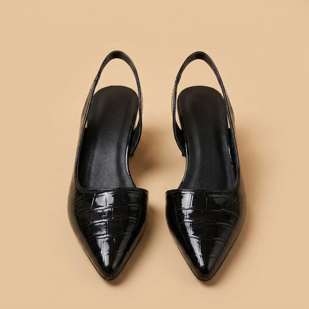 Chaussures Slingback à Talon Effet Croco pour Femme