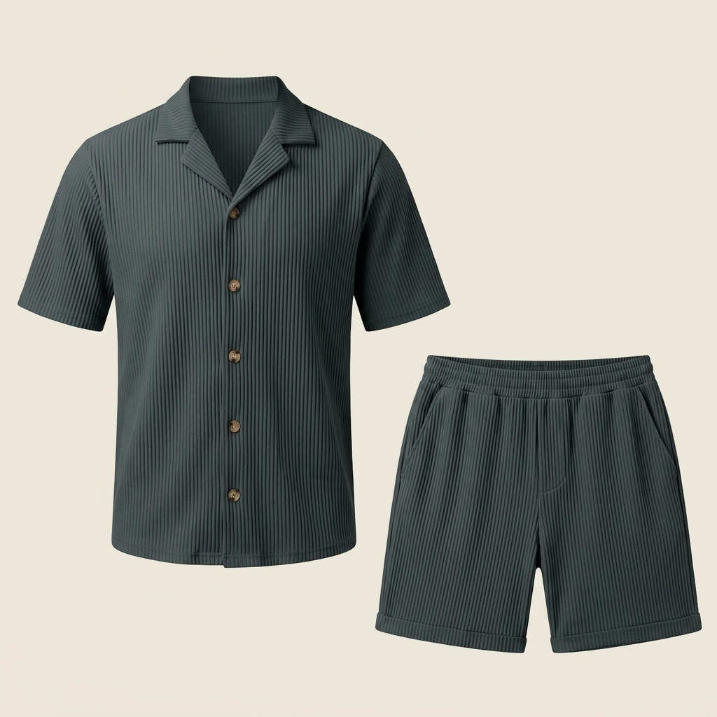 Conjunto gris oscuro flatlay