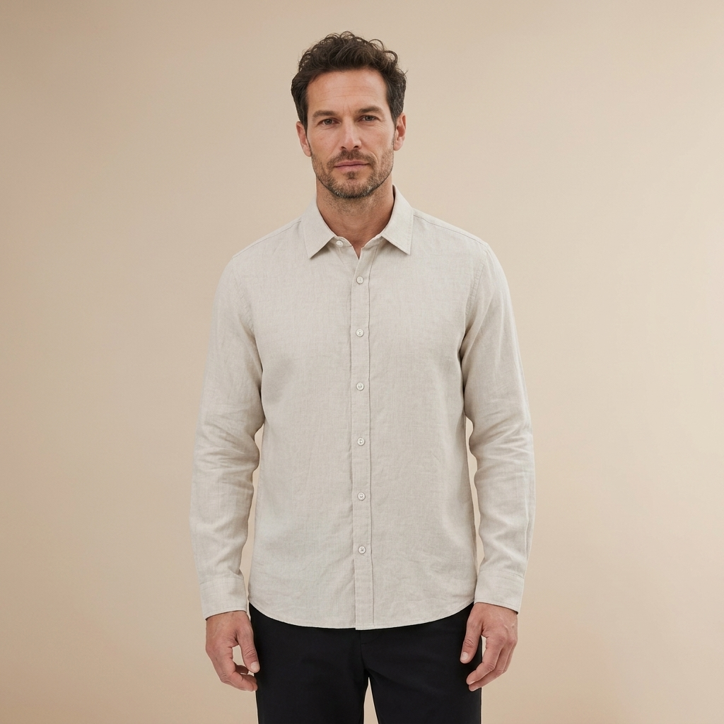 Camisa beige vista frontal
