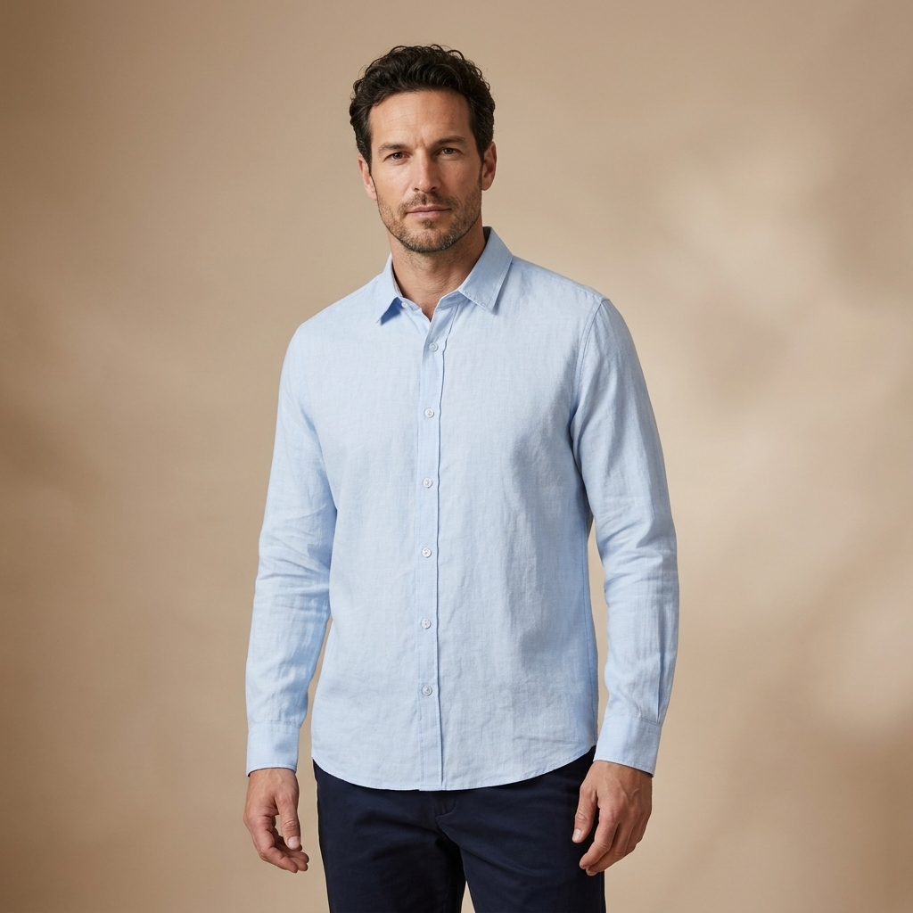 Camisa azul claro vista frontal