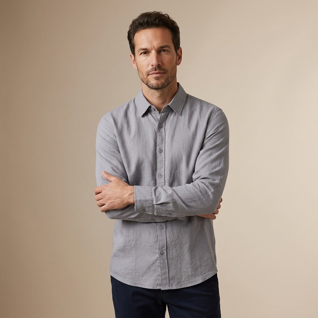 Camisa gris vista frontal