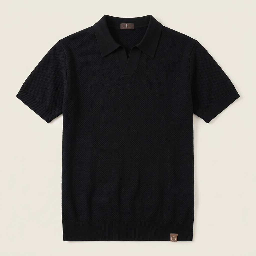 Polo negro flatlay