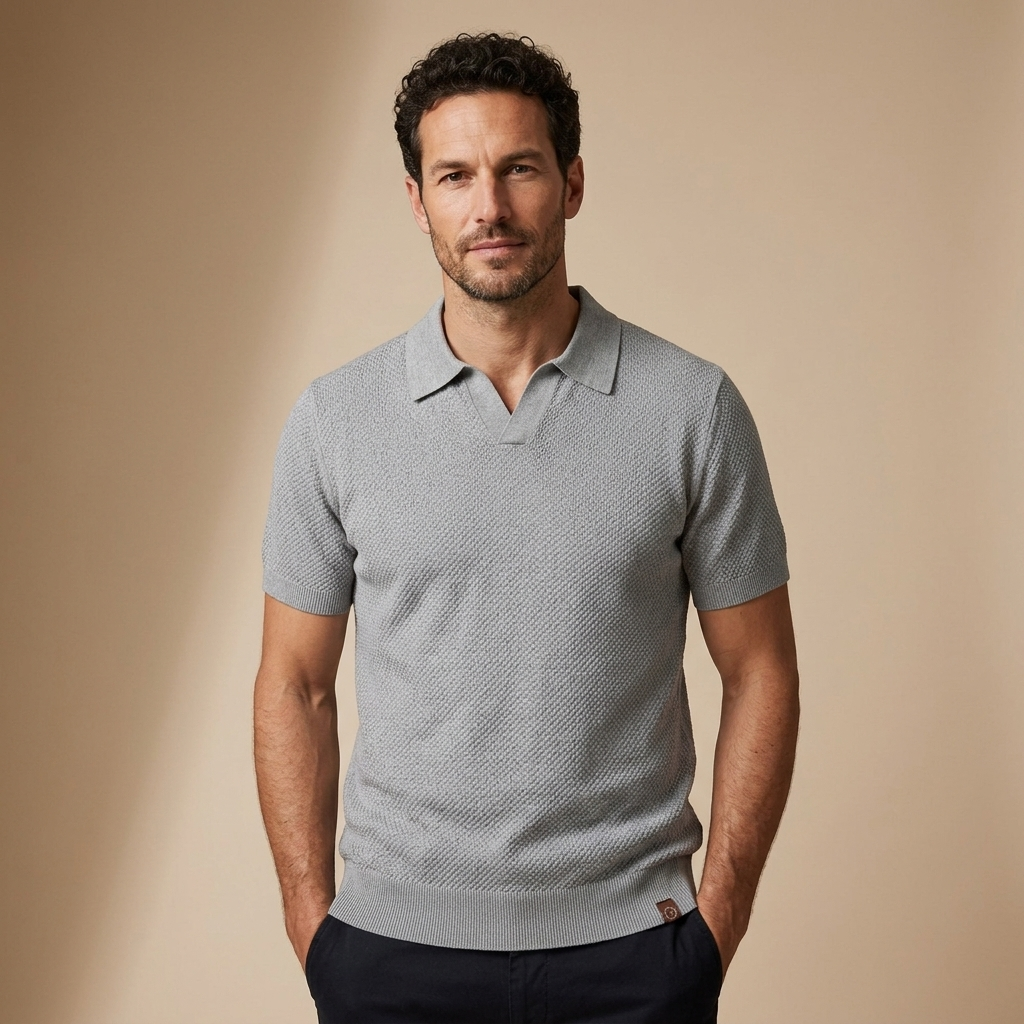 Polo gris claro vista frontal