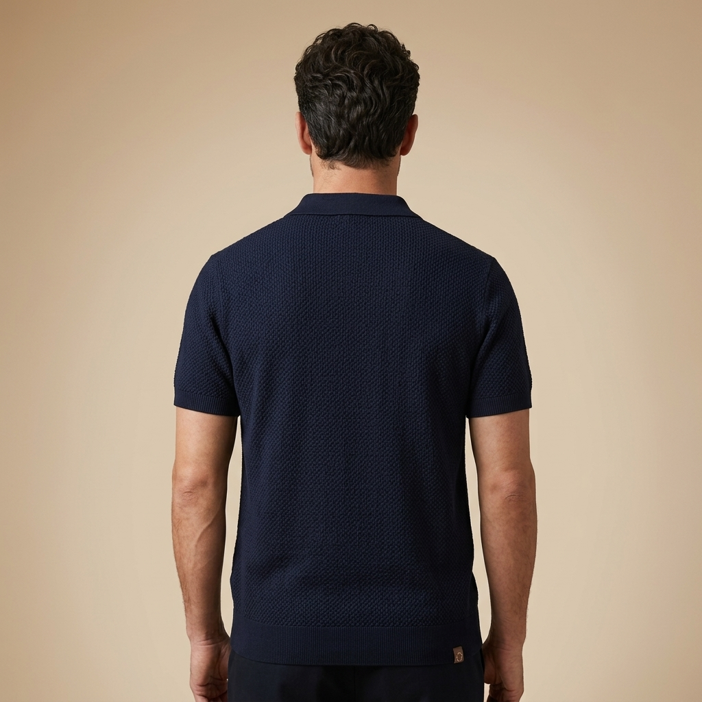 Polo azul marino vista trasera