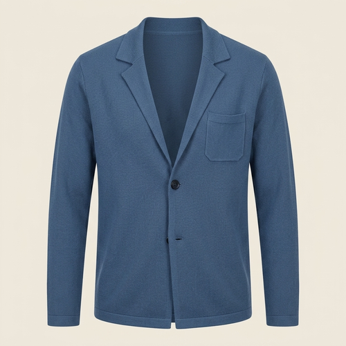 Cardigan azul acero flatlay
