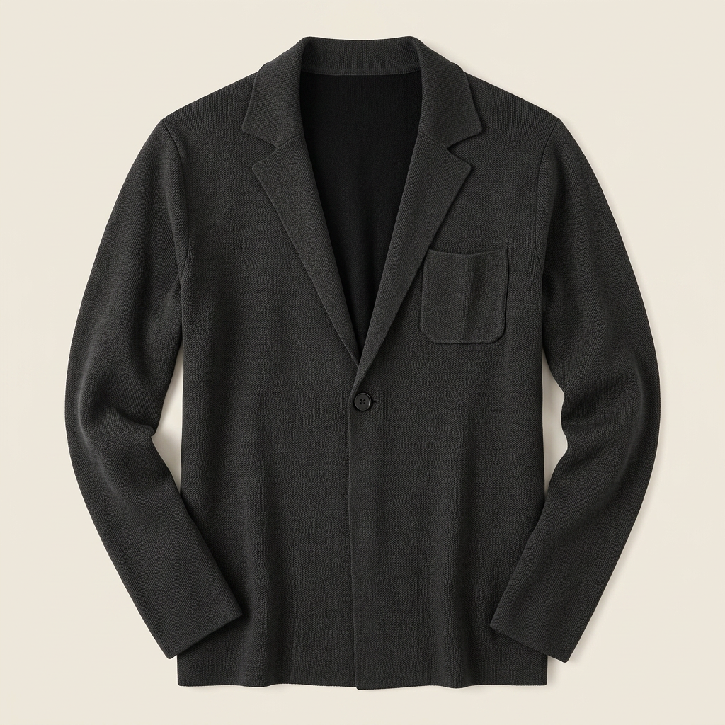 Cardigan negro flatlay
