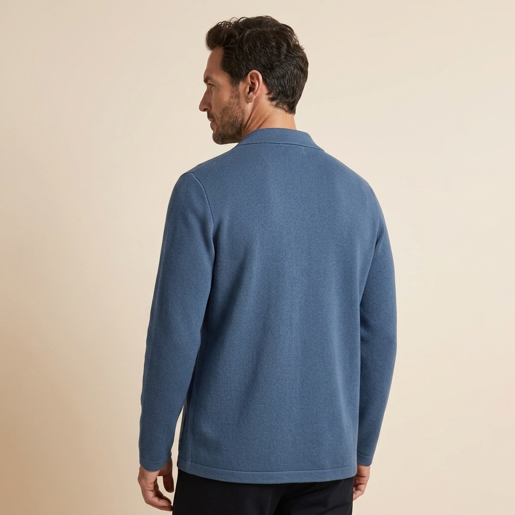 Cardigan azul acero vista trasera