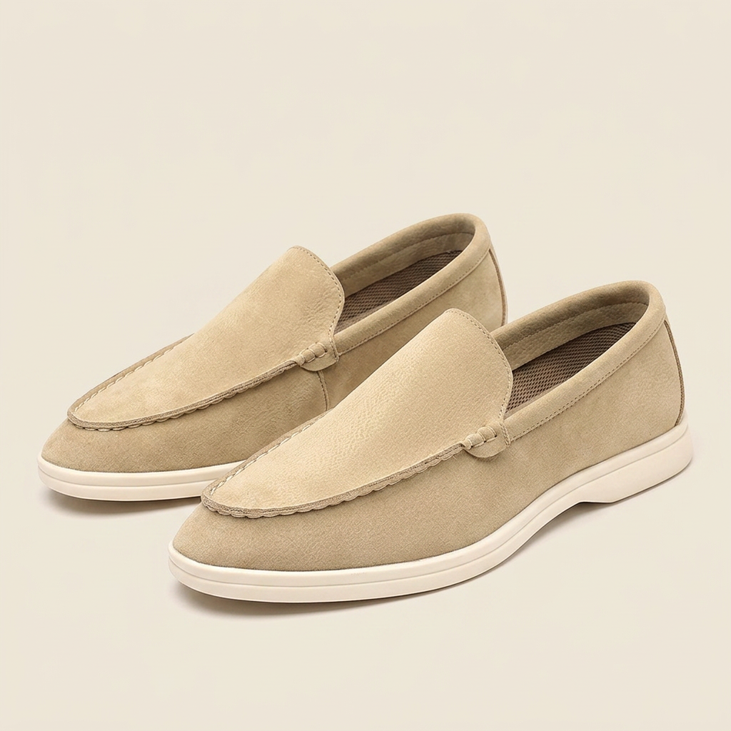 Mocasines beige flatlay