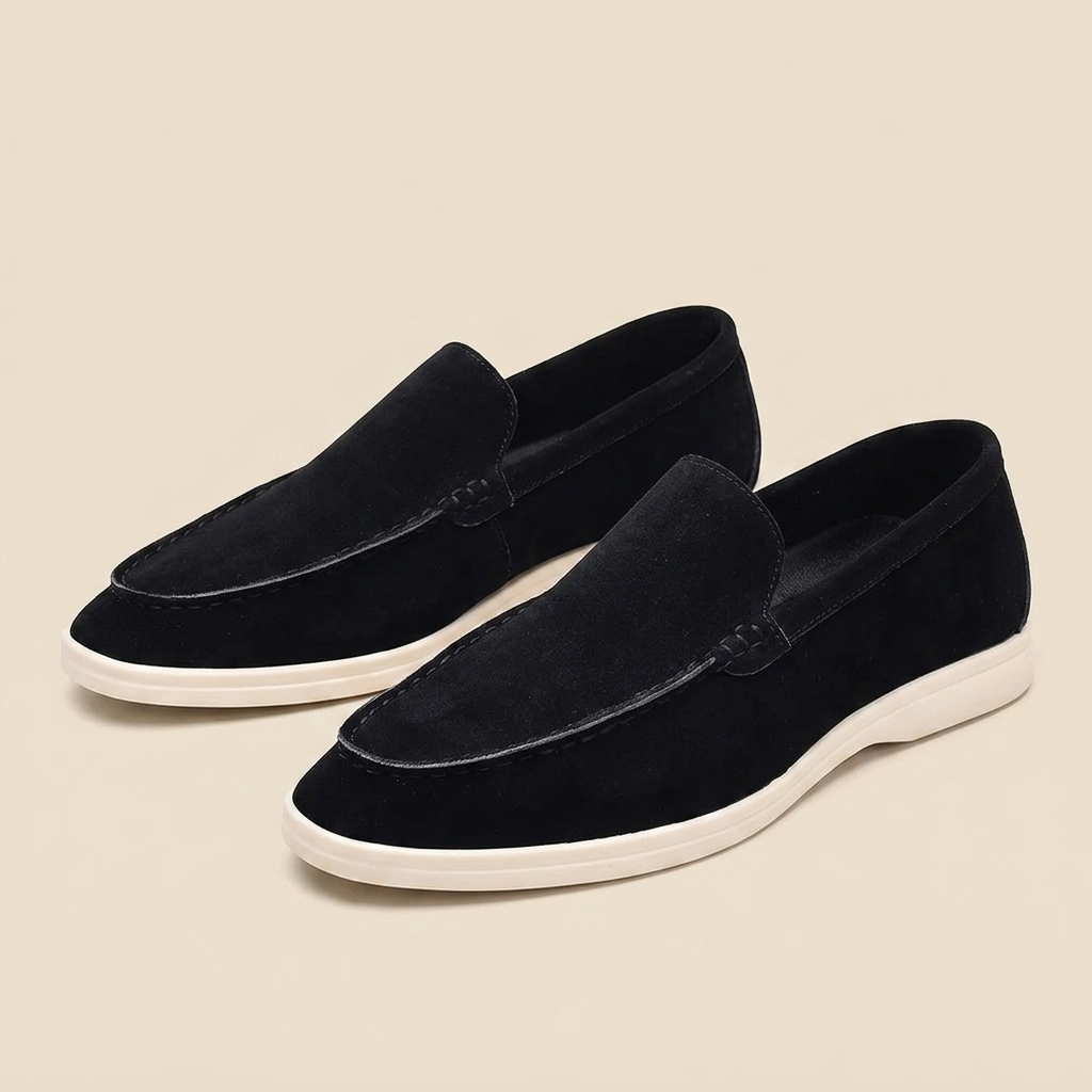Mocasines negro flatlay