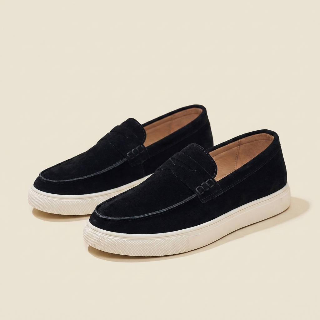 Mocasines negro flatlay